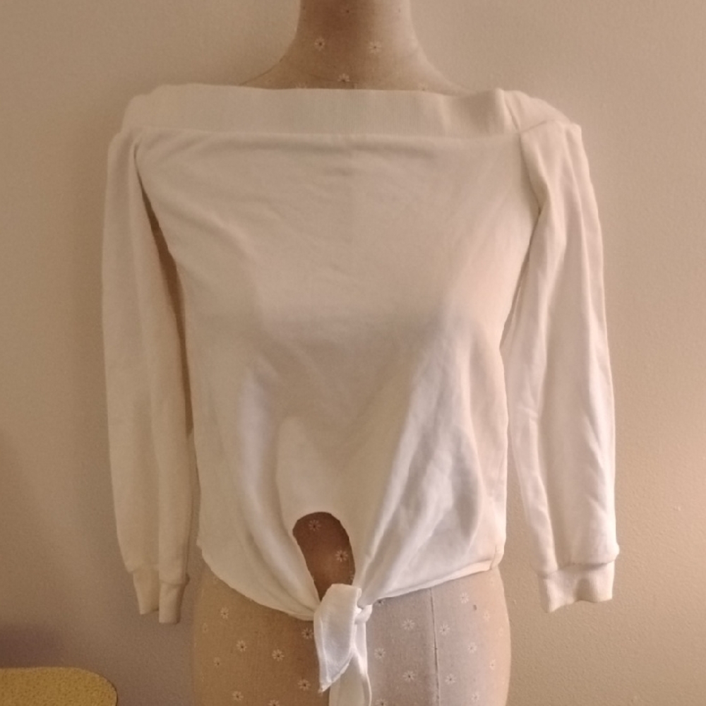 by the way. Off-Shoulder Cream Sweater